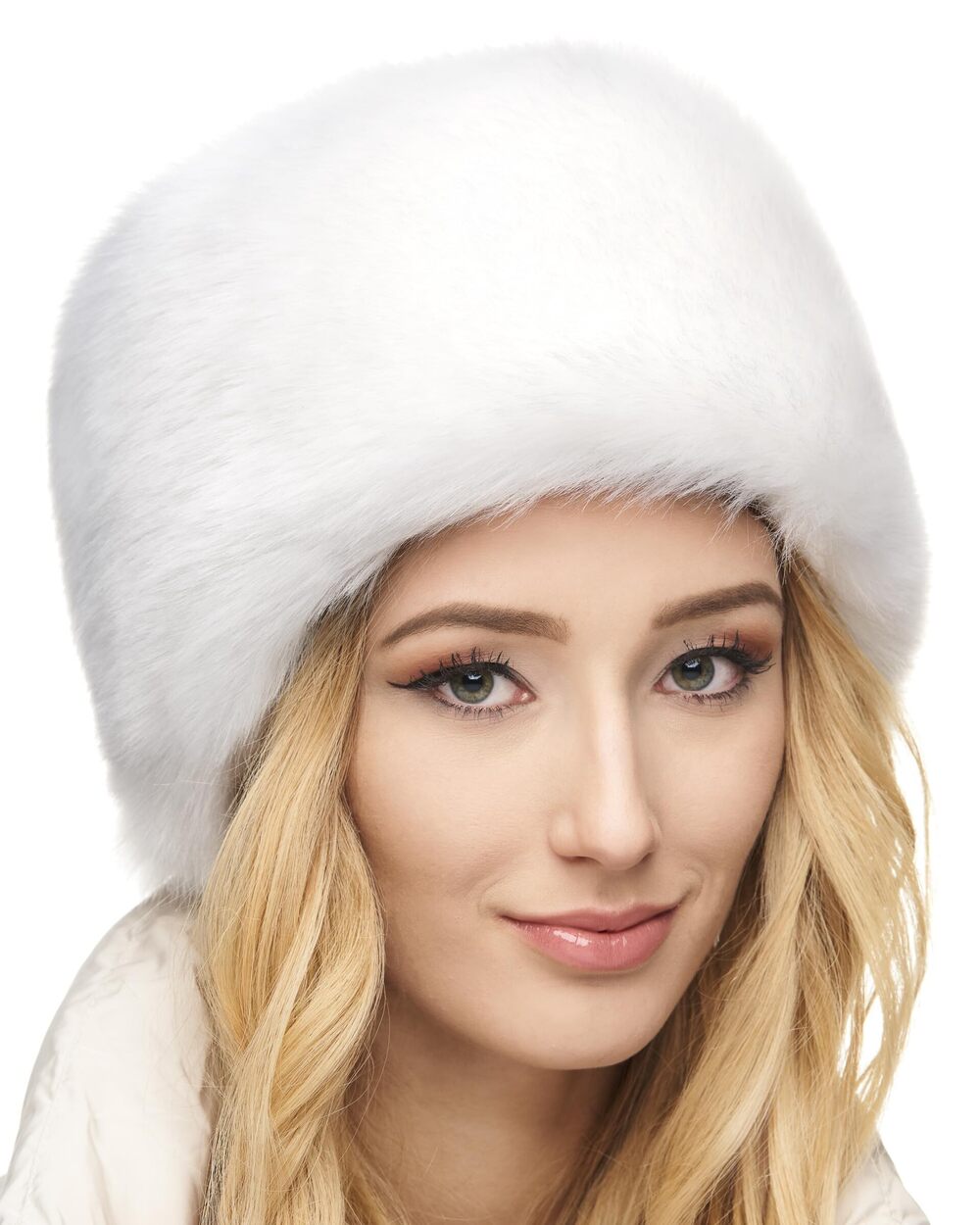 7476 Siberian Cossack Hat - Russian Fur Hats - Fluffy Winter Hat XL, White